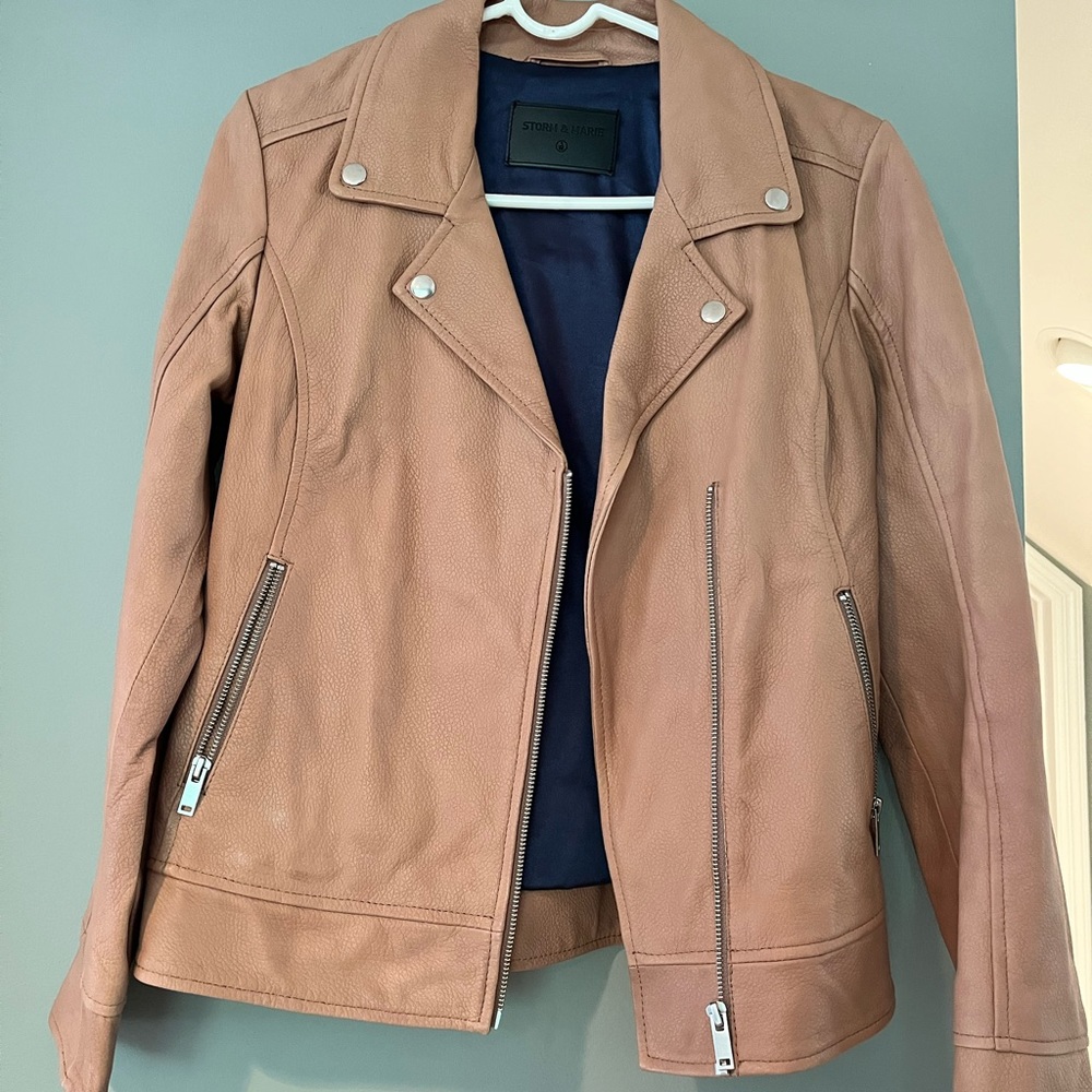 Never worn, like new, size medium Storm & Marie blush/tan leather jacket